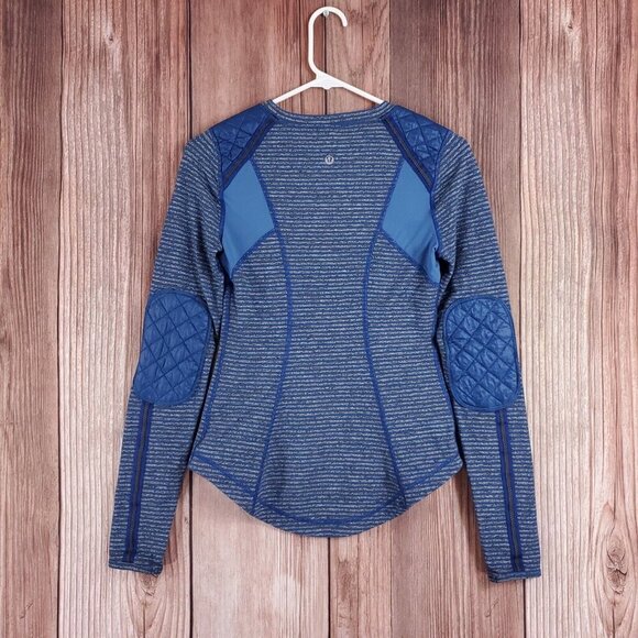 Lululemon Womens Size 4 Run: Ice Queen Long Sleeve Slope Stripe Limitless Blue - Picture 6 of 15